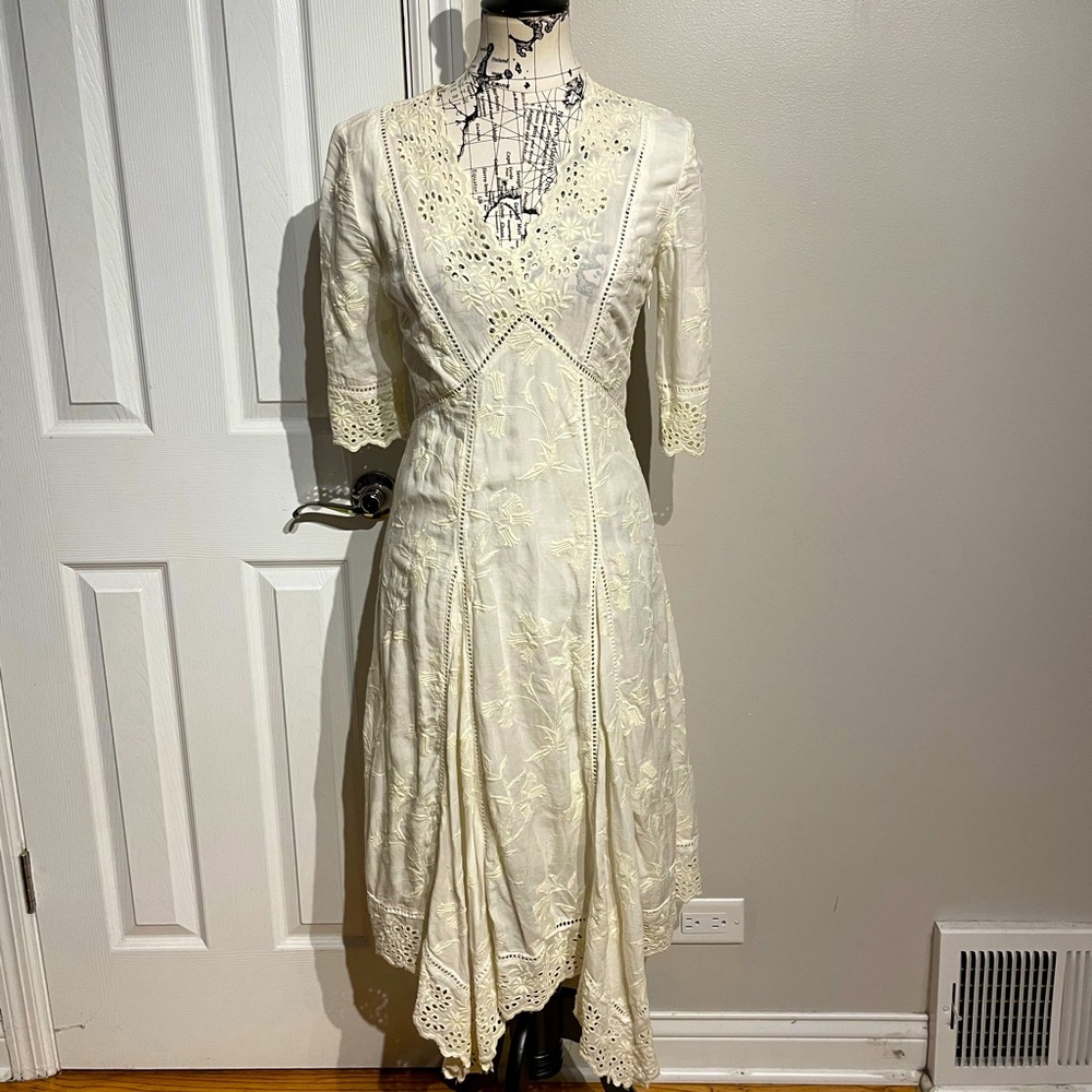 ๐ฝSundance Boho Embroidery Eyelet Floral Asymmetric Coastal Cottage Western 8